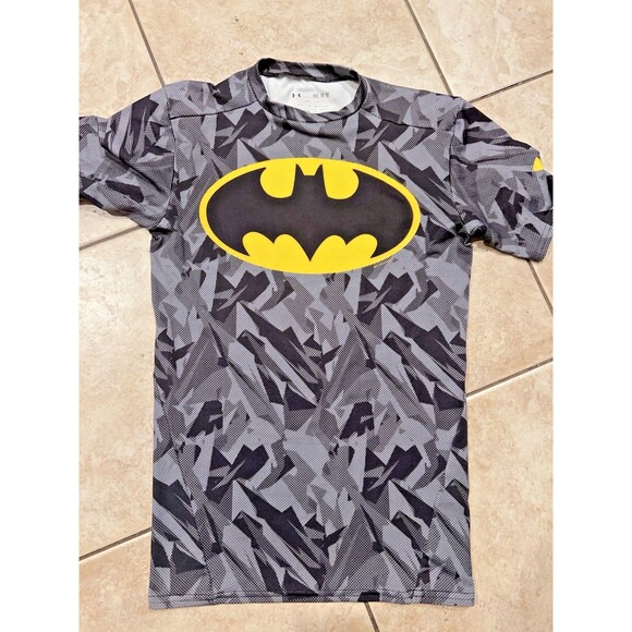 Under Armour Shirt Mens Medium Gray Batman Alter Ego Compression Heatgear Gym - Picture 1 of 6